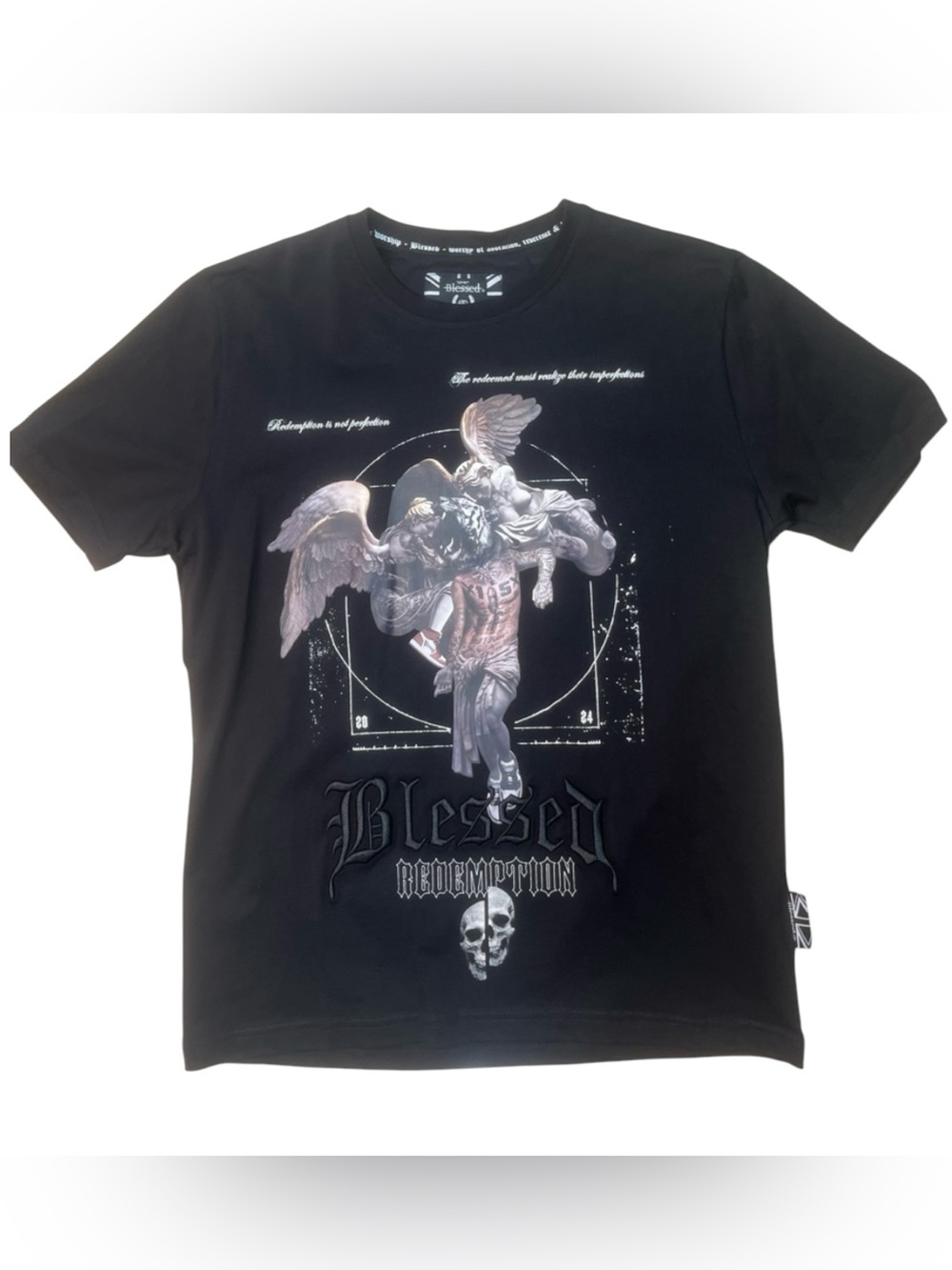 Sz M Blessed Redemption Black Graphic Tee - Men's Shirt